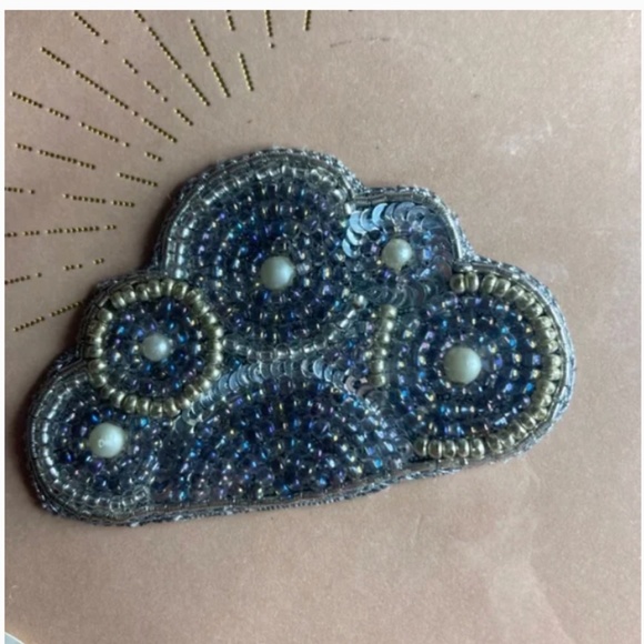 Anthropologie On Cloud Nine sticker and card patch applique silver bead sequin - Picture 2 of 7